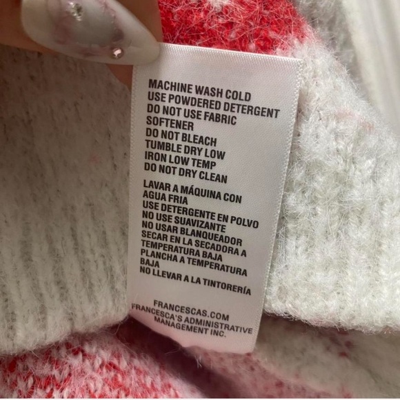 Mi Ami Cream and Red Kiss Pattern Sweater - Picture 5 of 5